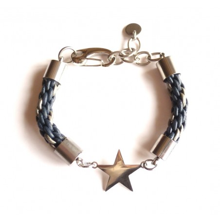 "Shooting star" bracelet made of stainless steel and leather