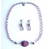 Delicately purple" jewelry set with pink quartz and swarovski