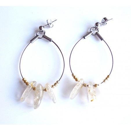 "Stalactites" earrings with rutile quartz