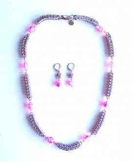 "Geisha" jewelry set with pink swarovski