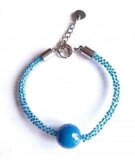 Bracelet "Iris" avec perle d'agate bleue