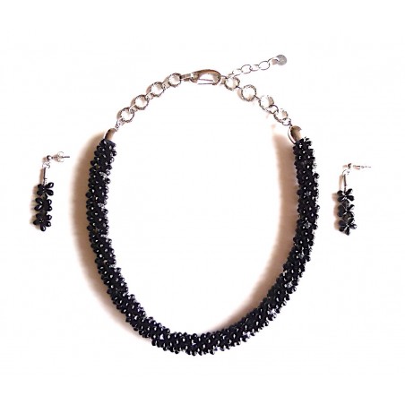 "Black Dahlia" set with Swarovski tops and Czech beads
