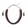 Parure "Dahlia noir" avec toupies Swarovski et perles tchèques