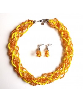 "Citrus" set with Swarovski tops and natural stone beads