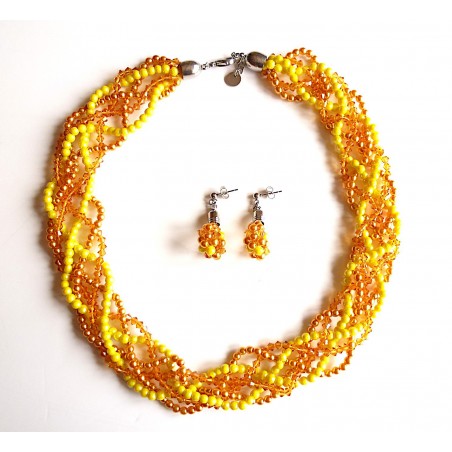"Citrus" set with Swarovski tops and natural stone beads