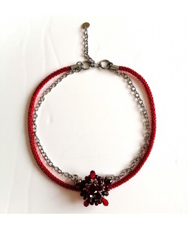"Blood flower" necklace with garnets and Swarovski drops
