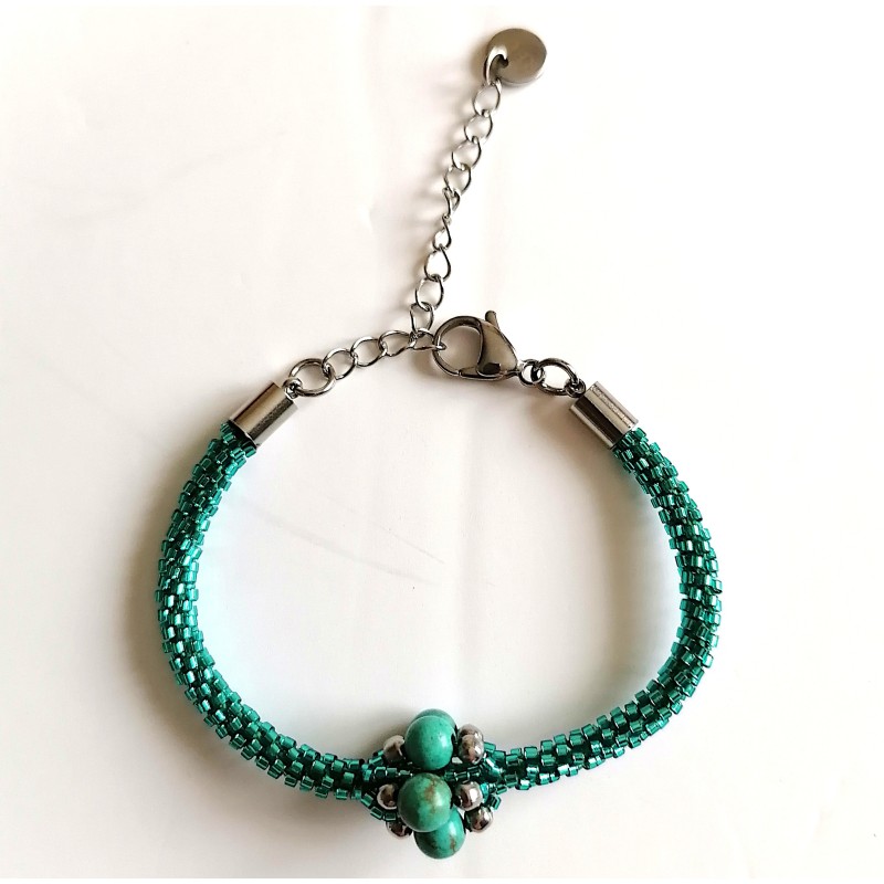 Bracelet "Pépite" avec pierres fines ou Swarovski Bracelet "Pépite" avec pierres fines ou Swarovski