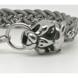  "Feline leather" bracelet Men's bracelets Flat kumihimo bracelet.