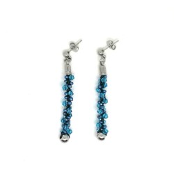  Boucles d'oreilles "Tornade bleue" Accueil Boucles d'oreilles réalisées en kumihimo rond.