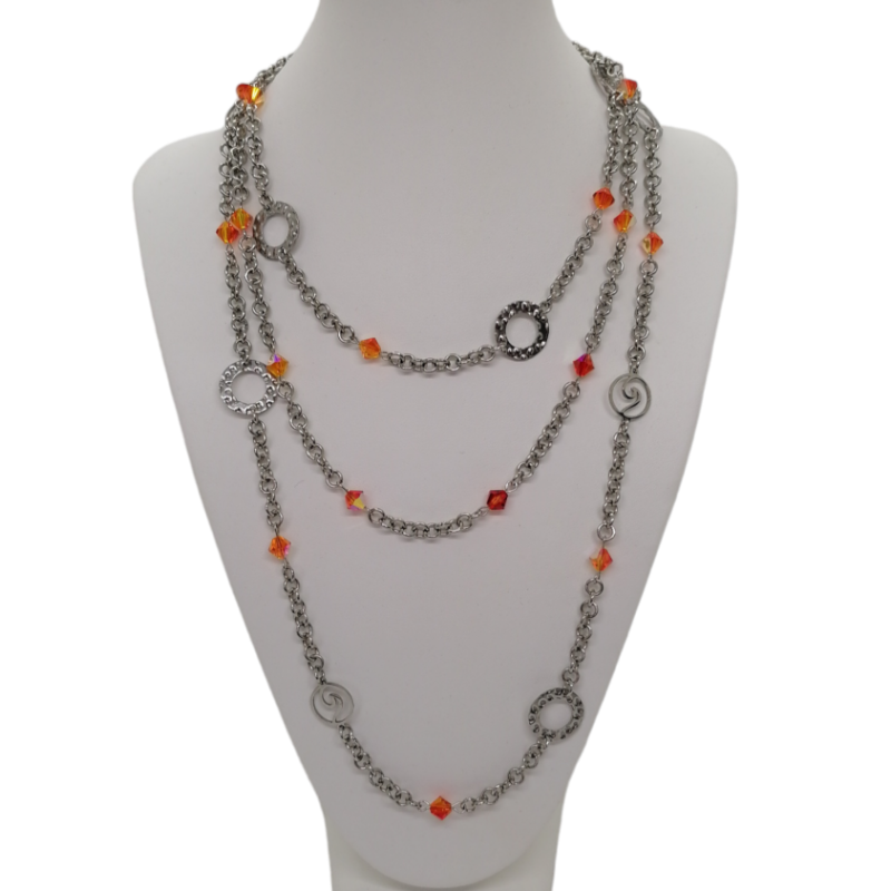  "Vitamined waterfall" long necklace Woman Chain-mail necklace.