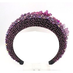  "Crown of flowers" headband Accueil Headband made of flat kumihimo and beaded embroidery.