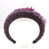  "Crown of flowers" headband Accueil Headband made of flat kumihimo and beaded embroidery.