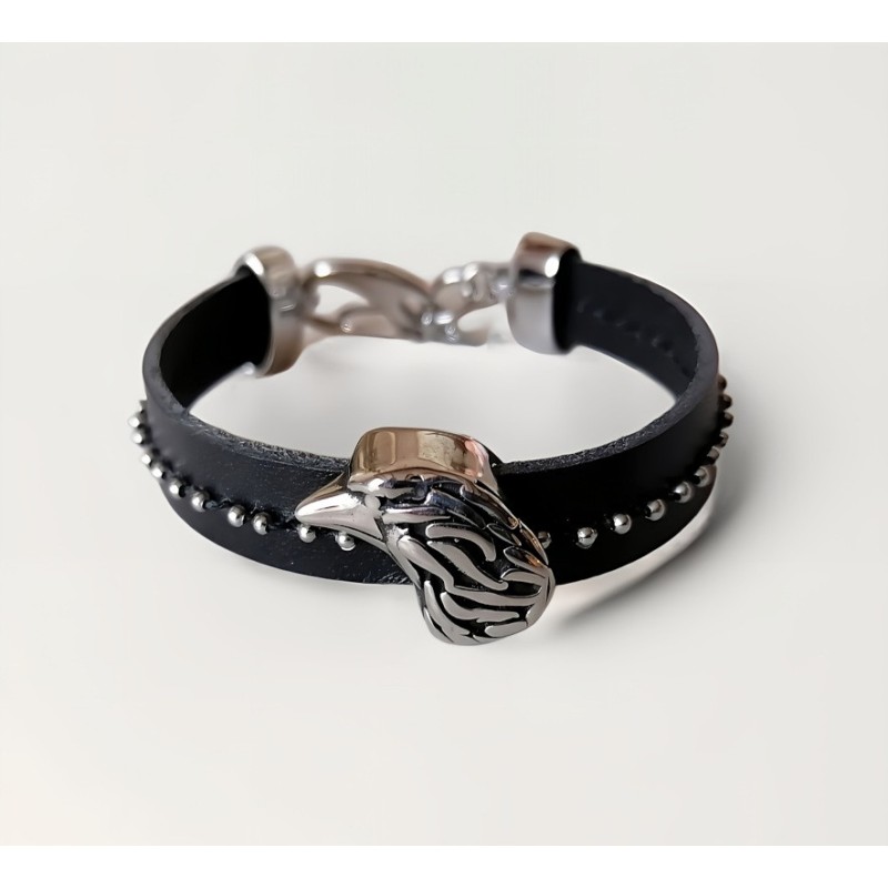  "Raptor" bracelet Bracelets Leather bracelet with steel assembly.