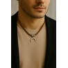Collier lune descendante en acier inoxydable et polyester | Bijou unique fait main | REC Bijoux