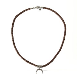 Collier lune descendante en acier inoxydable et polyester | Bijou unique fait main | REC Bijoux
