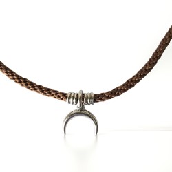 Collier lune descendante en acier inoxydable et polyester | Bijou unique fait main | REC Bijoux