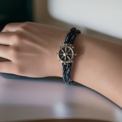 Bracelet Tribord en acier inoxydable et cuir| Bijou unique fait main | REC Bijoux