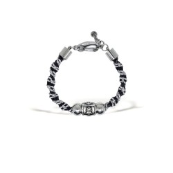 Zenitude bracelet in leather, stainless steel and polyester | Unique Handmade Jewelry | REC Bijoux