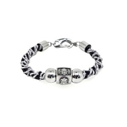 Zenitude bracelet in leather, stainless steel and polyester | Unique Handmade Jewelry | REC Bijoux