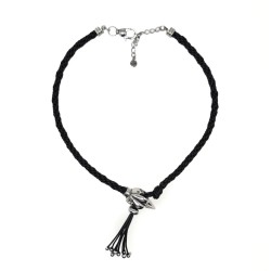 The eye of the hawk stainless steel and leather necklace | Unique Handmade Jewelry | REC Jewelry