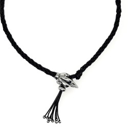 The eye of the hawk stainless steel and leather necklace | Unique Handmade Jewelry | REC Jewelry