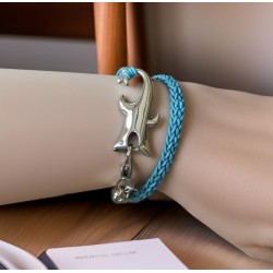 Es-squale bracelet in leather and stainless steel | Unique Handmade Jewelry | REC Bijoux