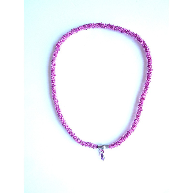 Collier "Framboise givrée" avec swarovski